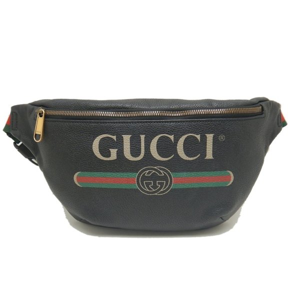 GUCCI 530412 Body Bag Print Leather Black 252232 - Picture 10 of 10